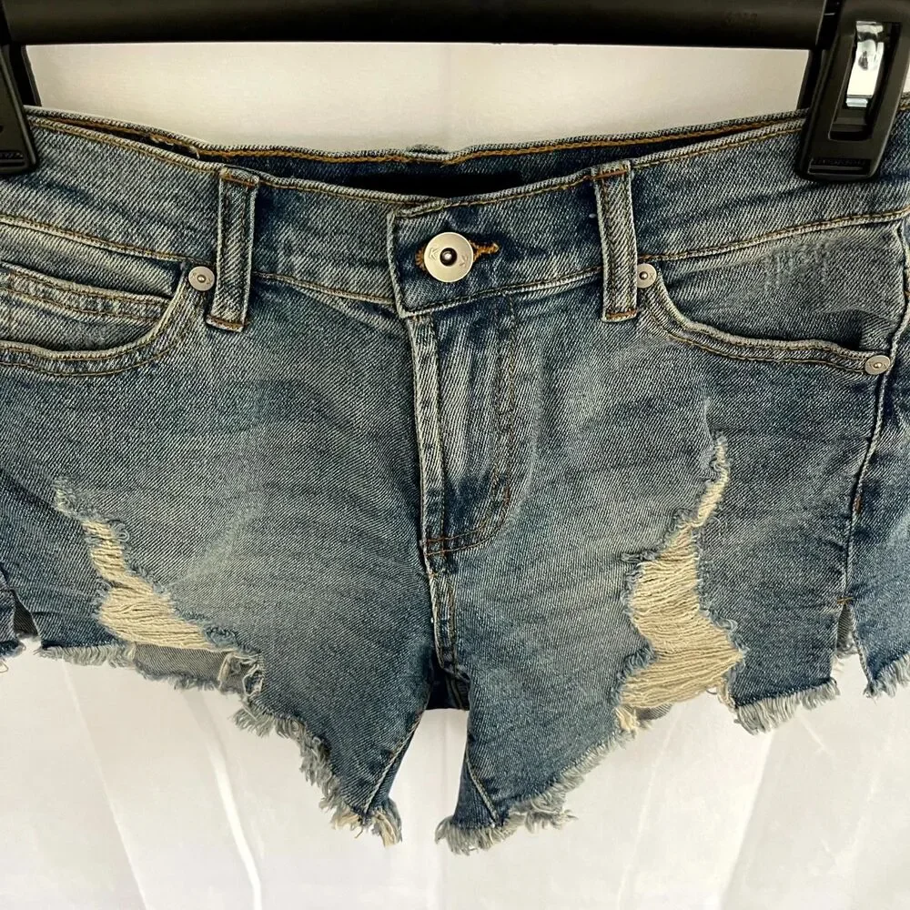 Kendall Kylie The Icon Short‎ Distressed Denim Cutoff Shorts Womens Size 0 24
